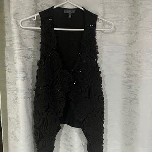 Sachin + Babi Charcoal sequins open vest (xl)